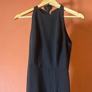 Betsy & Adam Size 6, formal long black dress, "Arielle" Scuba Crepe Ruffle Slit
